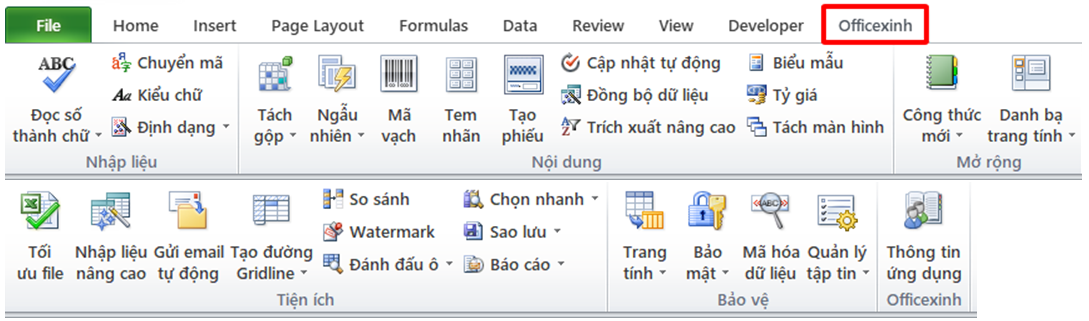 Tiện ích excel Officexinh Tool - Professional